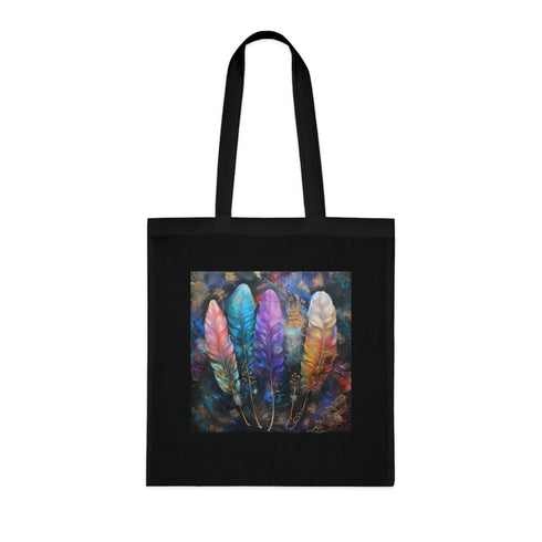 Feathered Soul Tote Bag in Black Cotton for Accessories and DTG.