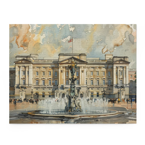 Watercolor puzzle featuring Buckingham Palace, perfect for history buffs and collectors.