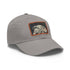 Galactic Adventure cotton white hat with light brown patch design.
