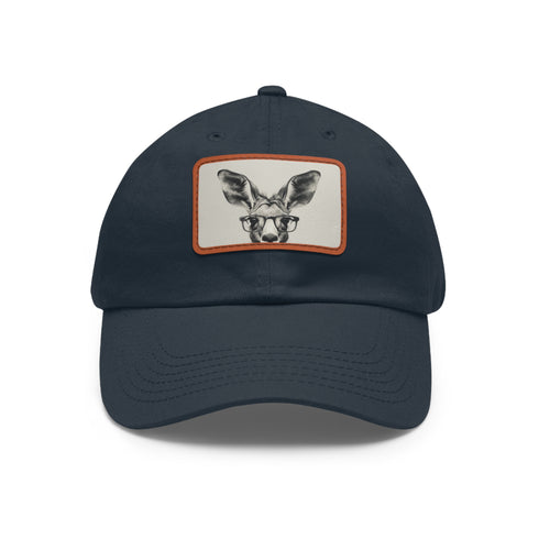 Kangaroo Cool Hipster Cap White Light Brown Rectangle Unisex Vegan Cotton