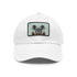 Stylish white cotton baseball cap with hip animal design on patch.