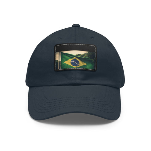 White Brasilian Pride Flag Cap with Light Brown patch and rectangular shape.