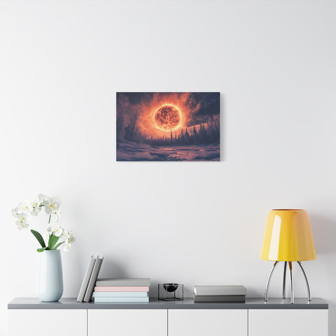 Solar Storm Erupting over Frozen Jungle Stretched Canvas Wall Art