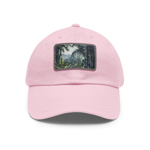 White Cotton Congo Rainforest Watercolor Unisex Hat with Light Brown Patch