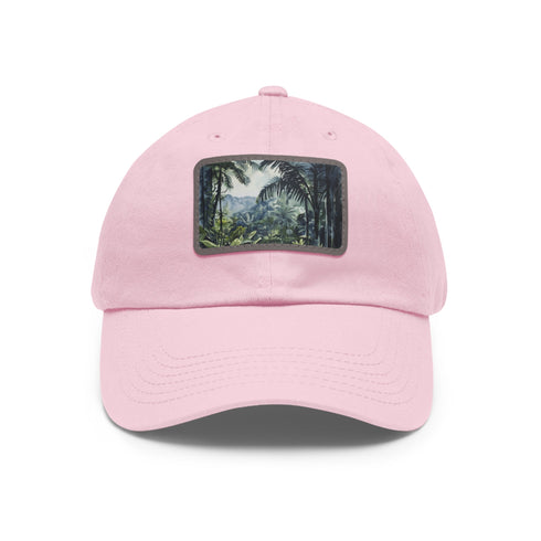White rectangle Congo Rainforest Watercolor cap - unisex, vegan cotton hat.
