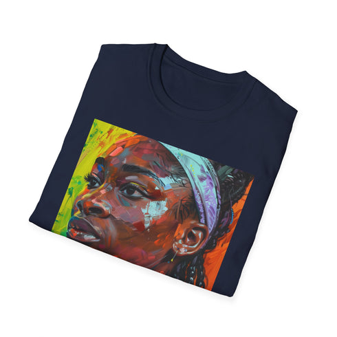 Red tennis prodigy Coco Gauff T-shirt, vibrant brushstroke design.