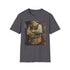 Shrek ogre design on charcoal crew neck t-shirt, regular fit.