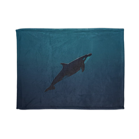 Ocean themed minimalist blanket with whale design, 30'' x 40''.