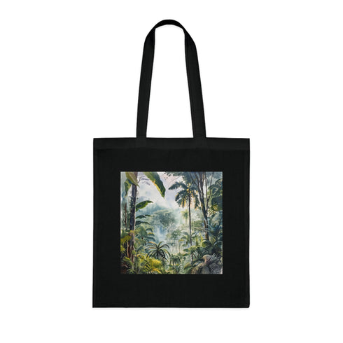 Heart of the Congo Tote Bag: Black cotton tote with vibrant watercolor.