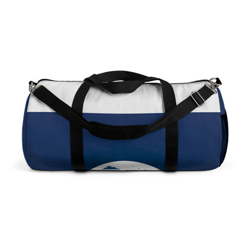 Rugged mountain logo duffel bag for all adventures, multiple pockets.