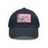 White 3D cherry blossom baseball cap with light brown patch.
