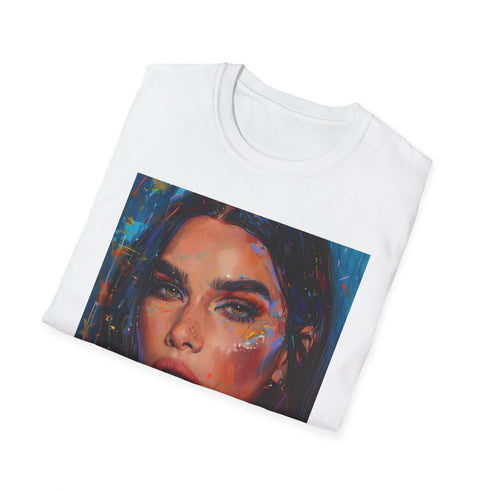 Charcoal cotton t-shirt with vibrant Kendall Jenner portrait in regular fit