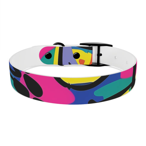 Neon graffiti dog collar with urban chic style in black onyx.