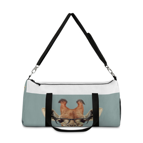 Stylish giraffe print duffel for on-the-go fashionistas.