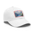 Swiss Alps watercolor baseball cap in white with light brown patch