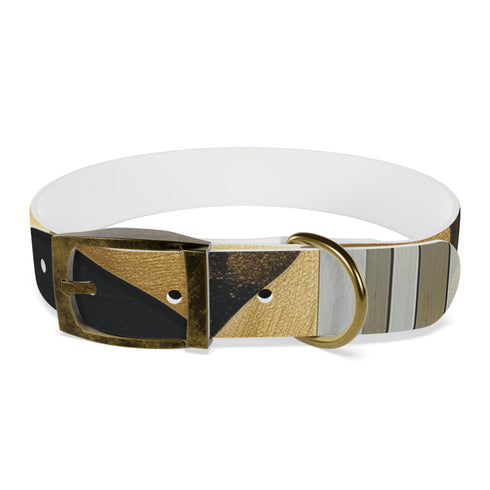 Abstract art deco patterned dog collar in medium size, black onyx.