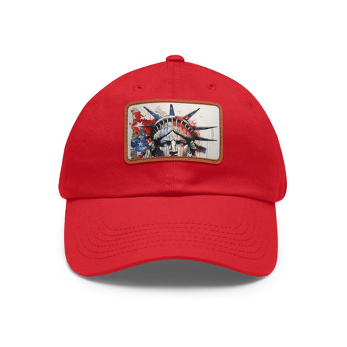 American flag baseball cap with unique line drawing splash design.