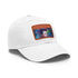 Vibrant neon watercolor baseball cap with light brown patch.