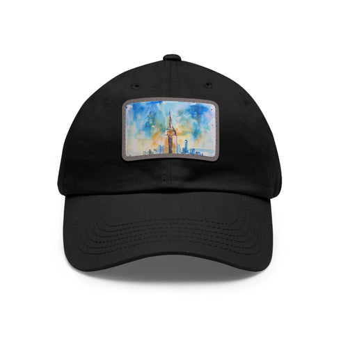 Empire State Watercolor Cap in White with Light Brown Patch Skyline