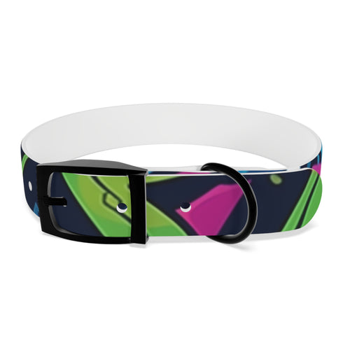 Neon urban graffiti dog collar in black onyx for medium dogs.