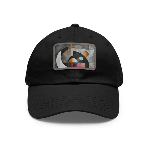 Stylish White GeoForm Snapback Cap - Abstract Rectangle Design