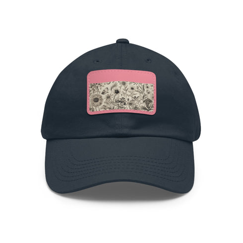 Blooming Bounty Botanical Baseball Cap White Rectangle Unisex Vegan Cotton