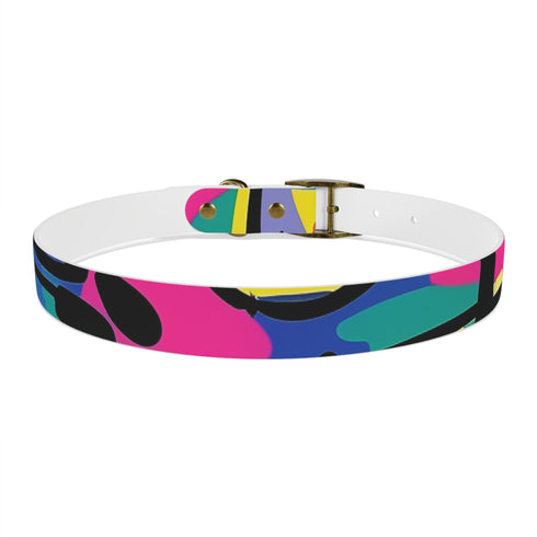 Neon graffiti dog collar in medium black onyx urban chic style.