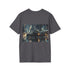 Charcoal cotton tee with Gotham City Batmobile graphic and regular crew neck