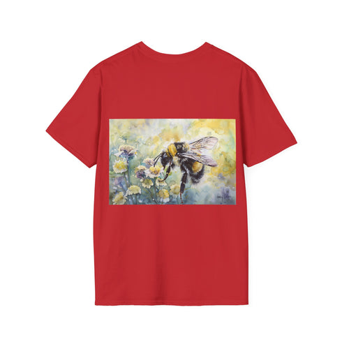 Buzzing Bumblebee Watercolor Tee in Charcoal, size S. Trendy nature-themed T-shirt.