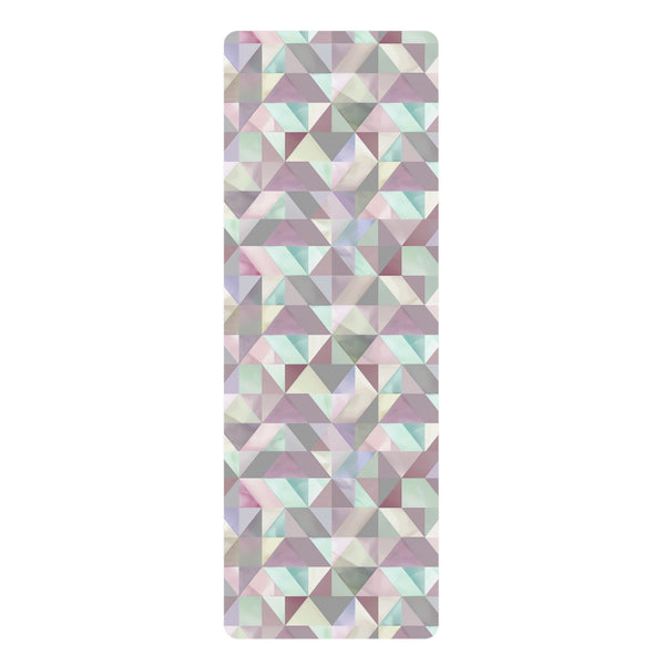 Stylish Pastel Geometrics Rubber Yoga Mat for comfortable and stable practice.