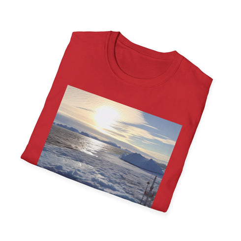 Charcoal cotton T-shirt with Antarctic iceberg graphic and crew neck style