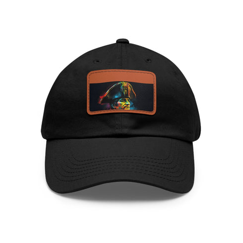 Neon watercolor baseball cap with light brown patch, rectangle shape.