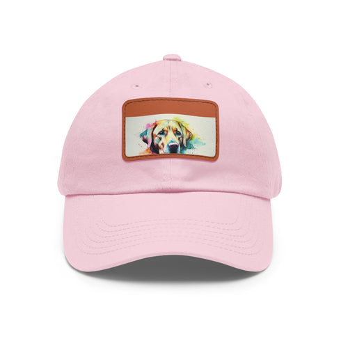 Labrador Love Embroidered Cotton Baseball Cap White Light Brown Patch
