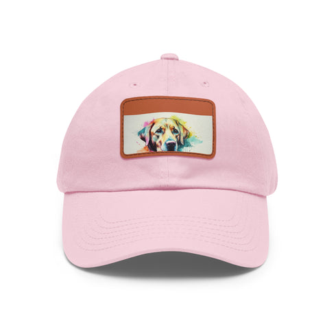 Labrador Love Embroidered White Hat with Light Brown Patch