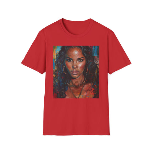 Alicia Keys portrait tee in charcoal, crew neck, regular fit.