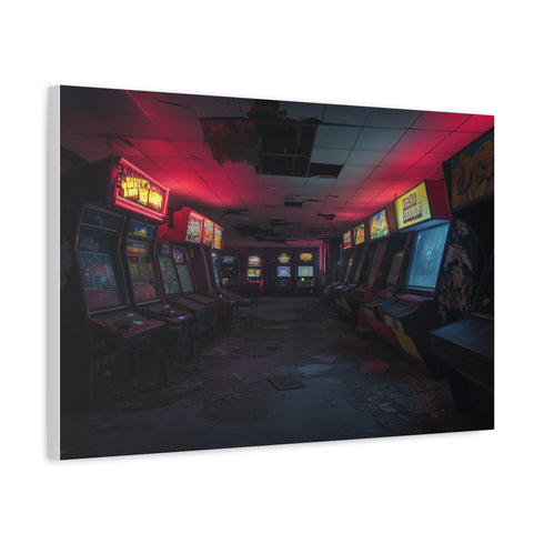 Abandoned Arcade Glowing in the Dark Stretched Canvas Wall Art