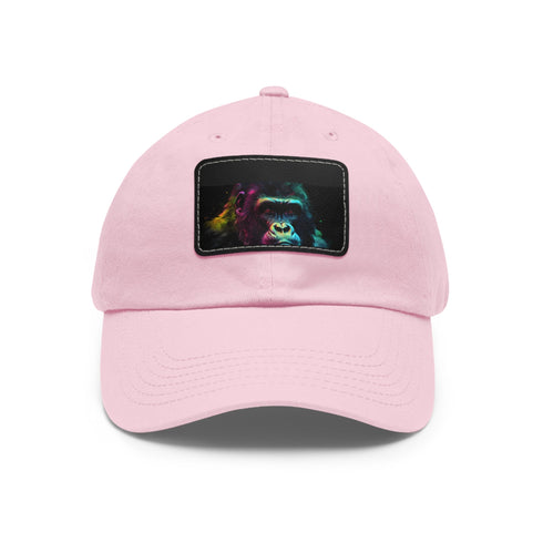 Vibrant Gorilla Glow Watercolor Cap with light brown patch - rectangle shape.