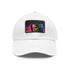 Neon watercolor baseball cap with light brown patch and rectangle shape.