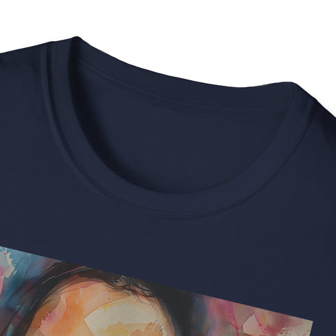 Watercolor Kim Kardashian charcoal t-shirt with crew neck cotton fabric