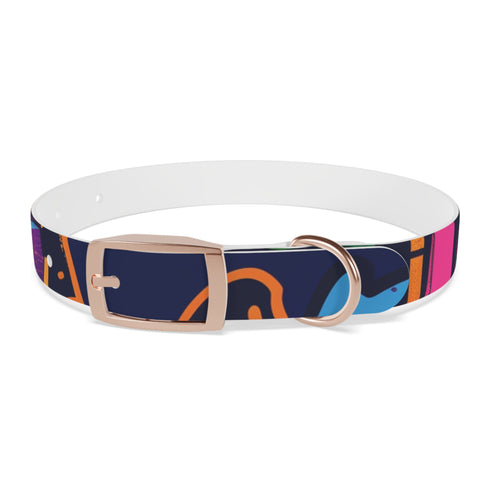 Urban graffiti dog collar in neon, medium size, black onyx variant.