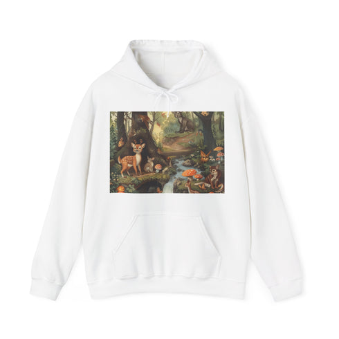 Woodland enchantment serene forest hoodie navy S regular fit unisex women's.