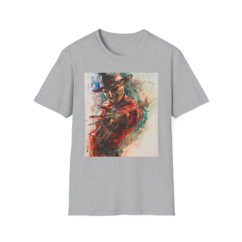 Menacing charcoal Freddy Krueger T-shirt with a haunting visage and regular fit