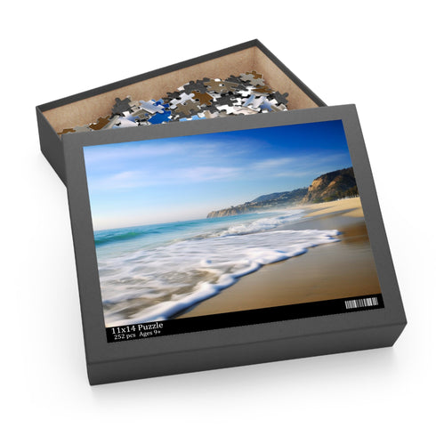 Sunny Malibu Beach jigsaw puzzle with stunning coastline image.
