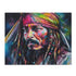 Neon Jack Sparrow Jigsaw Puzzle featuring vibrant watercolor hues.
