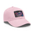 White Mushroom Magic Trucker Hat with Light Brown Patch.