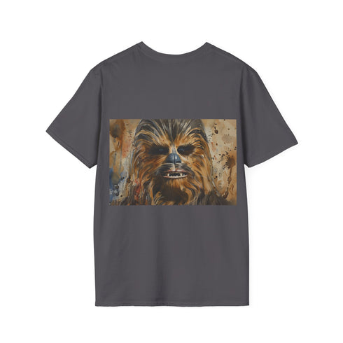 Chewbacca watercolor tee in charcoal for men and women.