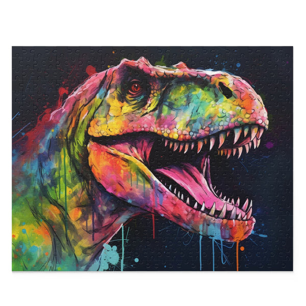 Neon TRex Watercolor Puzzle | Puzzle | Back-to-School, Fall Picks, Games, Holiday Picks, Home & Living, Puzzles, TikTok, Valentines Day, Valentines Day Picks | Prints with Passion