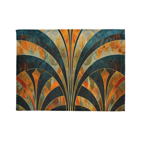 Abstract art deco patterned luxury blanket for restful sleep.