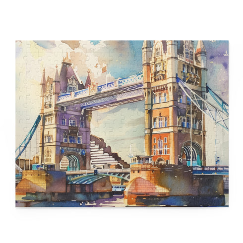 London Watercolor Tower Bridge Puzzle 10x8 120 piece Back-to-School Fall Gift