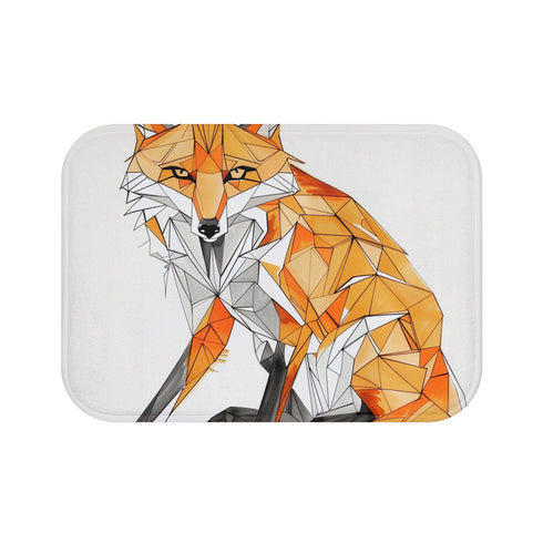 Modern geometric fox bath mat, perfect for stylish bathroom decor.